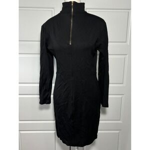 Philosophy Dress Black Long Sleeve Zip Neck Zip Wrists Sheath Dress Size S